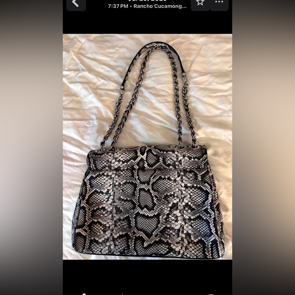 Michael Kors Black and Gray Snake Embossed X-Large Shoulder Bag